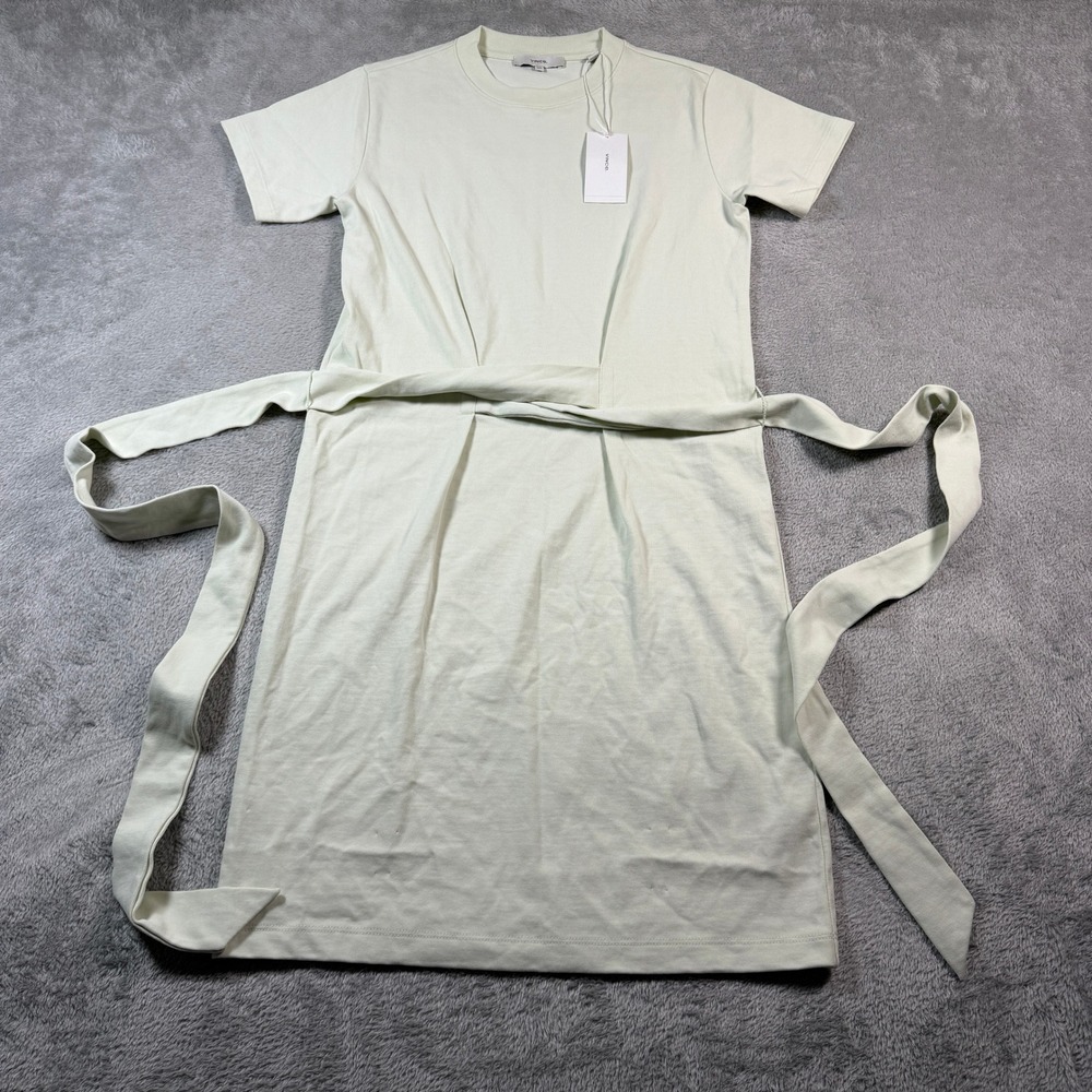 Vince T-Shirt Dress Womens‎ XXS Green Belted Cotton V819083502